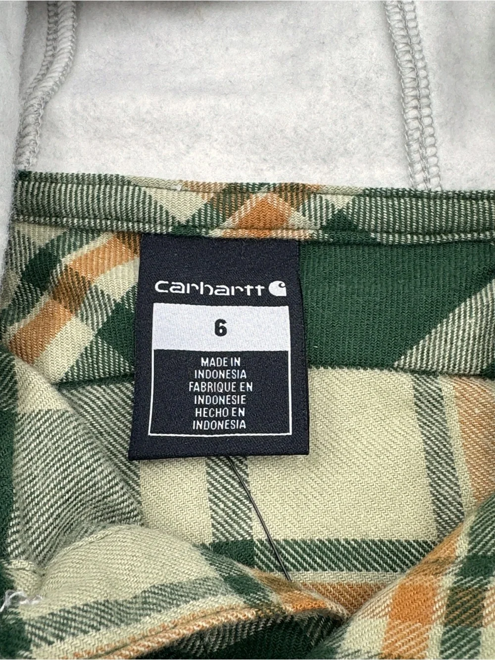 Carhartt Long Sleeve Flannel Button Front Hooded Shirt Jacket Size 6
